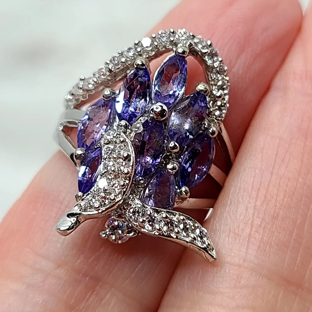 Tanzanite Cluster Ring